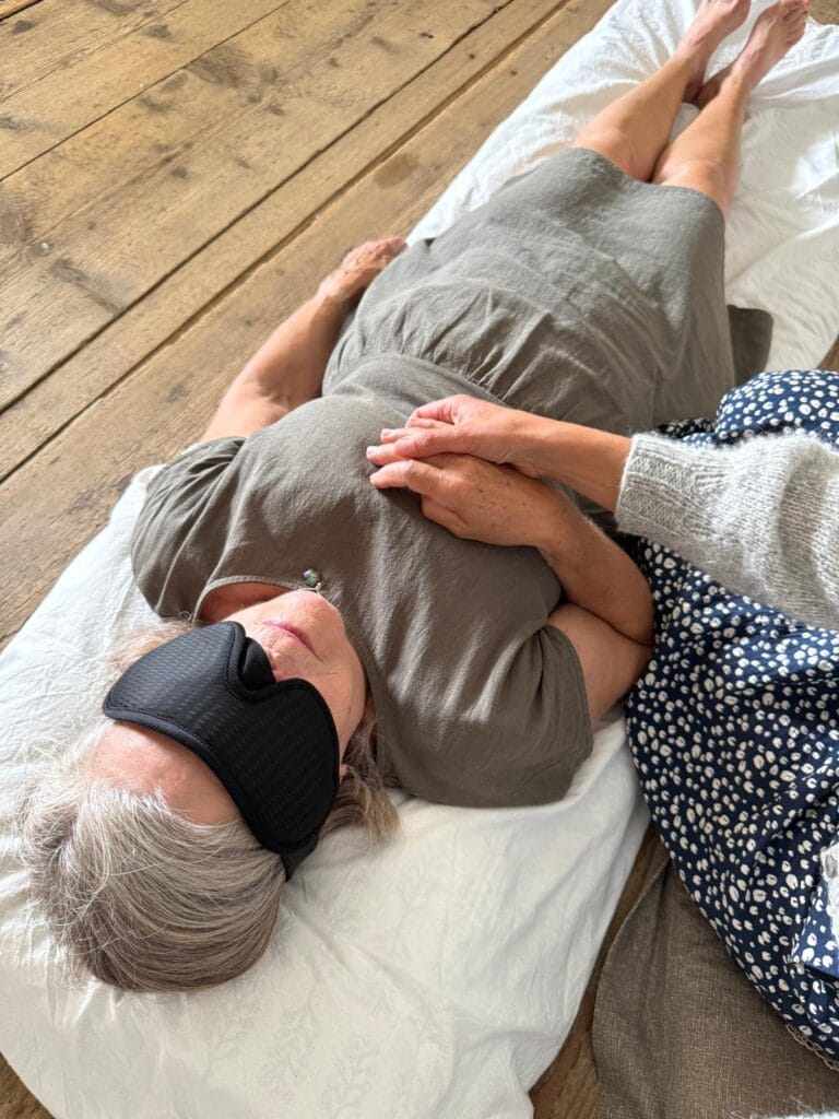 Hanna sitting with participant